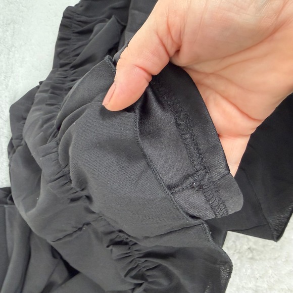 Unbranded Tiered Ruffle Mini Dress Women XL Black V-Neck Flutter Sleeve Casual - Picture 6 of 9